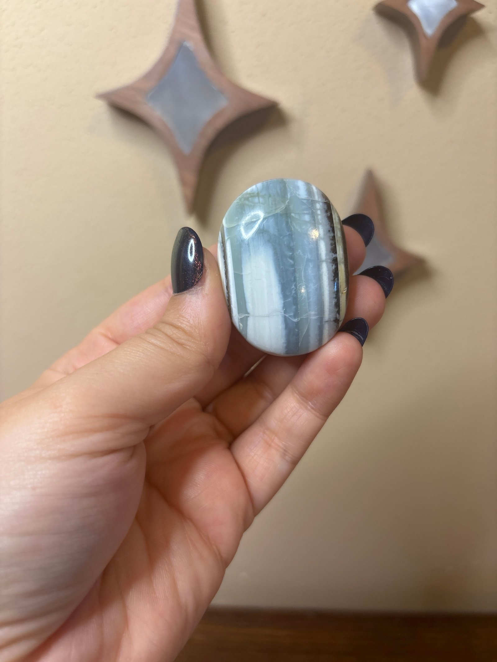 Blue opal/calcite palm stones