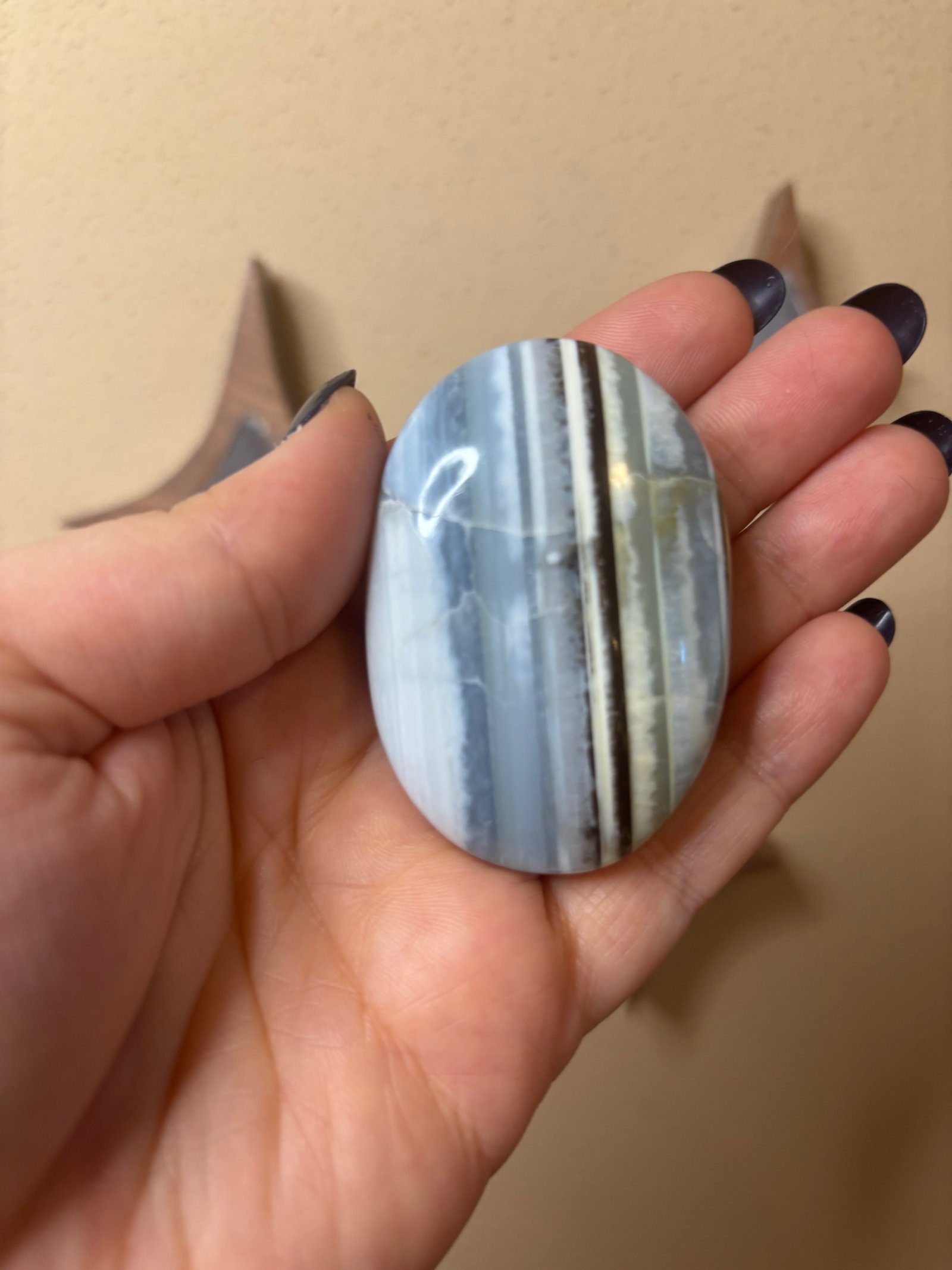 Blue opal/calcite palm stones
